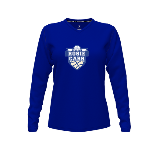 [CUS-DFW-TEES-CMF-VNK-LSL-RYL-FYXS-LOGO2] Comfort T-Shirt (Female Youth XS, Royal, V Neck, Logo 2, Long Sleeve)