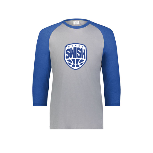[6879.28V.S-LOGO1] Men's Vintage 3/4 Sleeve T-Shirt (Adult S, Royal, Logo 1)