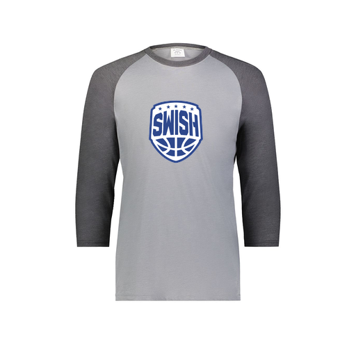 [6879.30V.S-LOGO1] Men's Vintage 3/4 Sleeve T-Shirt (Adult S, Gray, Logo 1)