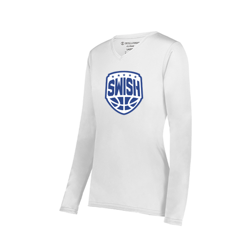 [222824.005.S-LOGO1] Ladies LS Smooth Sport Shirt (Female Adult S, White, Logo 1)